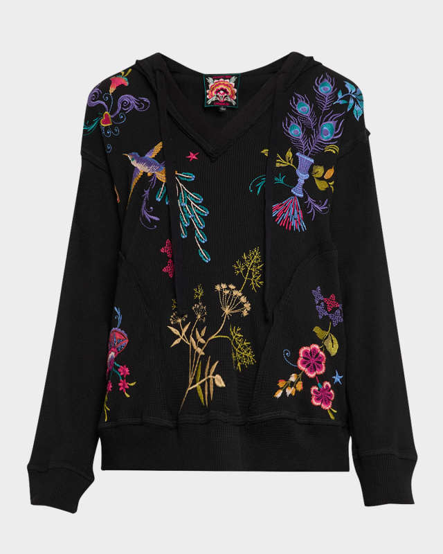 Sheri Floral Embroidered Hooded Sweatshirt